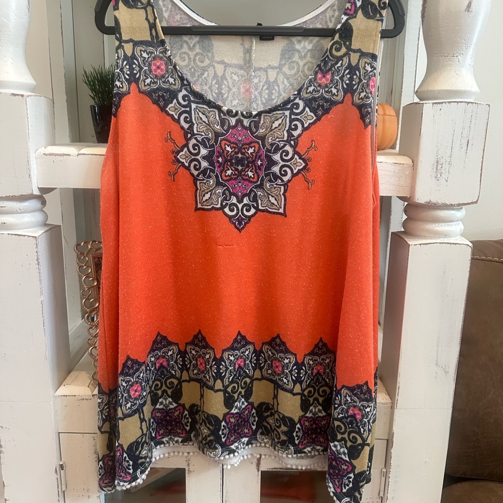 Orange Patterned Women's Top